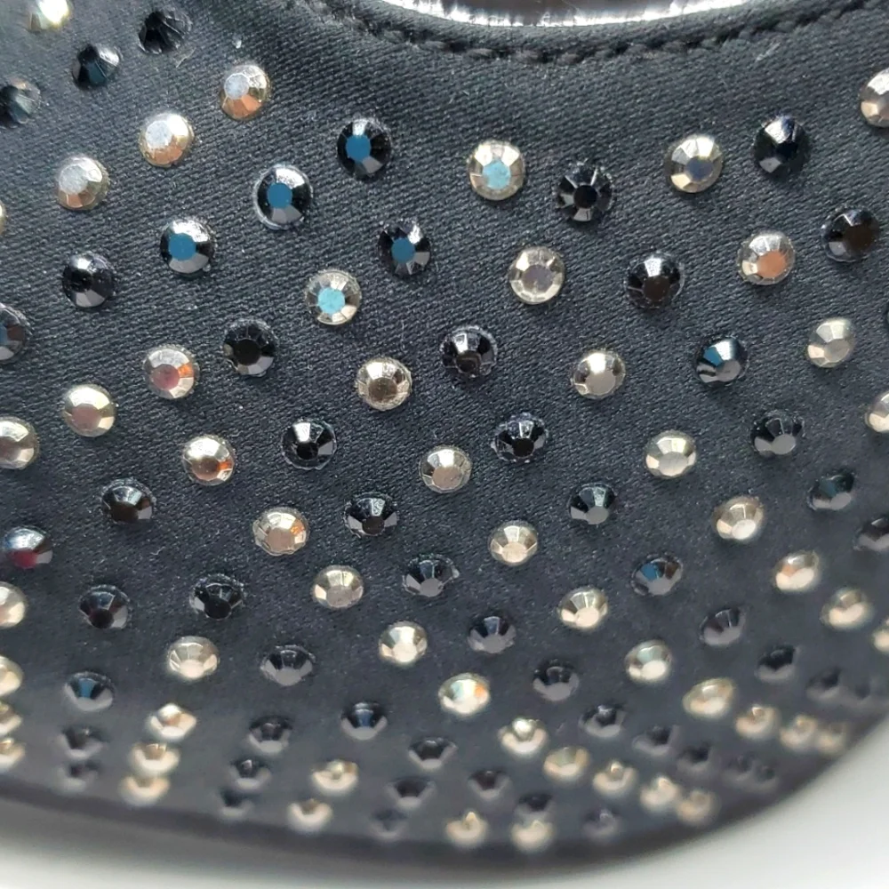 Rampage Black Silver Bling Peep Toe Pump 8